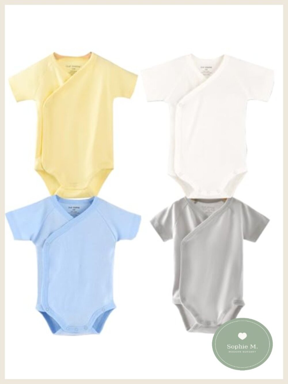 Kids 100% Cotton Kimono Side-Snap Bodysuits Short Sleeve Baby Layette